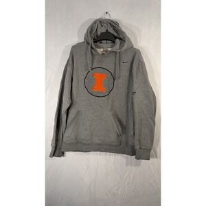fighting illini nike Pullove Hoodie Sweater Men's Large Gray Team School Logo